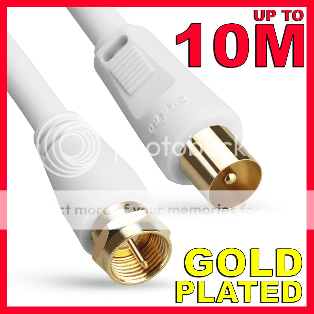 GOLD HD TV Antenna Cable PAL Male to FType Flylead Aerial Cord Coax